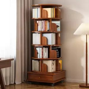 360도회전트리책장 슬림원목책장 북타워 서재회전책장 틈새수납선반