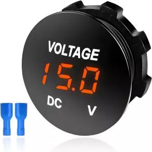 FSTURIOS DC 12V 24V 전압계 자동차 LED 디지털 디스플레이 원형 패널 트럭 해상 보트용 방수 미니 배터리