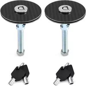 QWORK 자동차 후드 잠금장치 2피스 유니버설 보닛 커버 키 핀 키트 알루미늄 합금 엔진 클립 블랙