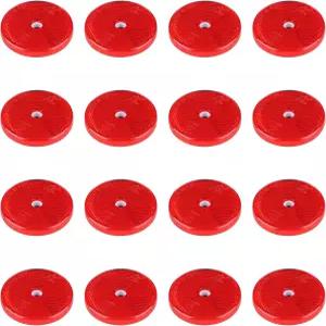 킹더 16 팩 진입로 펜스 게이트용 전면 원형 반사경 중앙 장착 구멍이 있는 트레일러 안전 게시 자동차