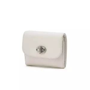 질스튜어트 JILLSTUART [AUBE][지폐수납가능] 아이보리 가죽 오브 장식 3단 반지갑 JAWA5F011 IV