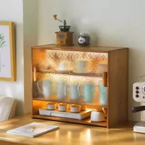 카페 미닫이그릇수납장 엔틱 빈티지 식기보관함 그릇장식장 거실장 우드