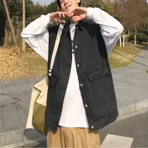 데님 니트 간절기 아우터 남자조끼 베스트 청조끼