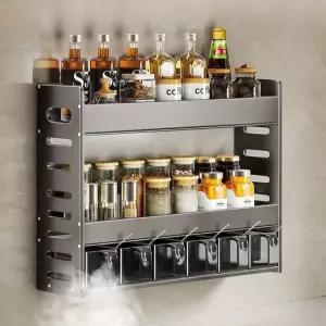 주방 벽부착 양념정리함 주방용품 정리 보관대 조미료 스파이스 무타공