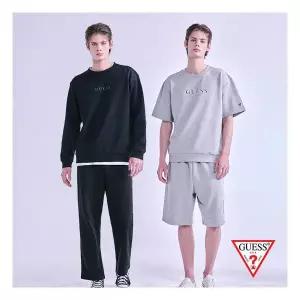 게스 GUESS 언더웨어 코튼테리 남성 이지셋업 4종 긴팔긴바지+반팔반바지세트 1218876