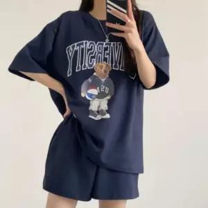 여성 반팔 반바지 트레이닝 세트 여름 운동복 츄리닝 셋업