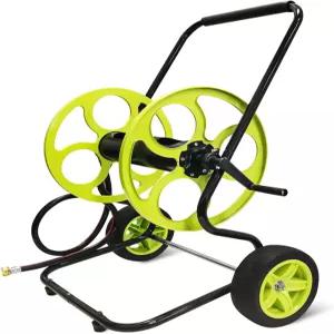 스테인리스 스틸 가든 호스 릴 카트 - 헤비 듀티 10인치 고무 휠 야드/론용(5피트 포함) 400피트의 5/8인치