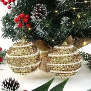 [마이모노샵][마이모노샵] 골드 글리터 화이트진주 데코 행잉 장식 볼 2p 파티 (27400032)