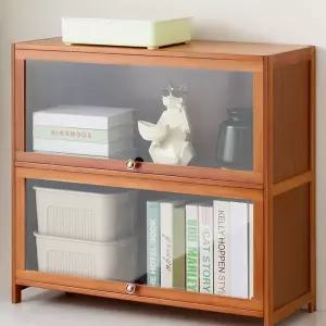 원목 플랩도어 책장 소품 정리 진열장 선반 우드 창문형 수납장 책꽂이
