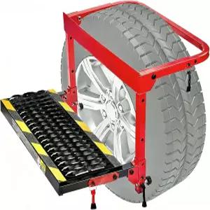 트럭 SUV RV- 헤비 듀티 350파운드 용량 조절 가능 및 접이식 강철 견고한 스텝 미끄럼 방지 RV 휠 스툴