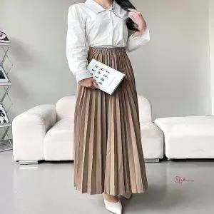 여성 밴딩스커트 주름치마 주름스커트 플리츠롱rss375