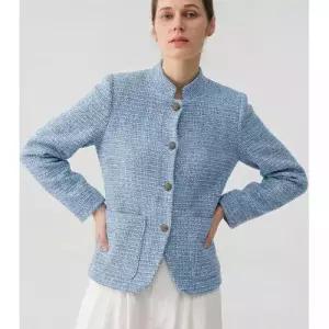 EAMT 여자 울 봄 코트 린넨 차이나 상의 이른 모피 긴팔 EUNG1