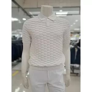 [바쏘옴므]바쏘 아이보리 격자무늬 면혼방 카라반팔 니트(BSZ2WT31AIV)