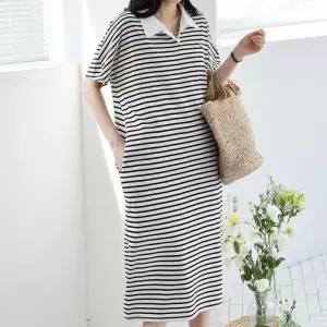 아이우먼 화이트배색카라줄원피스 SMU514M505 빅사이즈 (34760991A)