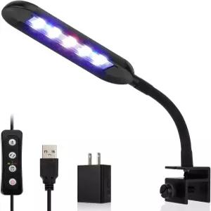 하이거 0.5-5 갤런 나노 탱크 미니 클립온 수족관 조명 화이트 블루 레드 LED 어항 내장 타이머 5 밝기