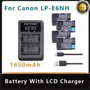 LCD 충전기가 포함된 배터리 2650mAh LP-E6 Canon EOS R 60D 5D IV Mark 카메라용 교체