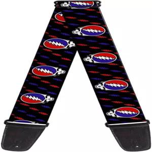 그레이트풀 데드 기타 스트랩 스틸 유어 페이스 미니 라이트닝 볼트 블랙 레드 화이트 블루 와이드 2인치