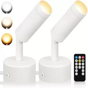 URTOM 디밍블 LED 스팟 라이트 실내 타이머로 원격 제어 3W 플러그인 업 3000K/4000K/5000K 조명 액센트