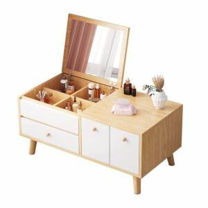 좌식 미니 화장대 원룸 화이트 북유럽 학생 테이블 화이트 베 심플 라이트