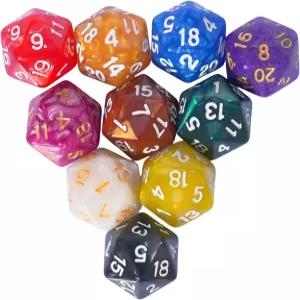 DND RPG MTG 테이블 게임용 10PC D20 다면체 주사위 세트 22mm (진주색 주사위)