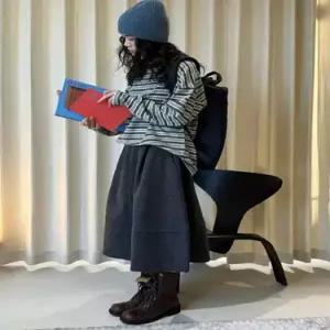 여사친 치마 모직 롱 봄 슬림핏 루브 꽃봉오리 정장 A라인 CH1