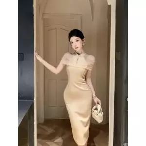 여사친 스커트 원피스 망사 프렌치 트임 치파오 H라인 뒤 CH1