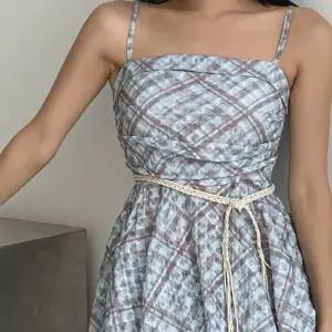 [디작소]스모크 밴딩 벨트 세트 펀칭 체크 나시 블라우스 (39782748)