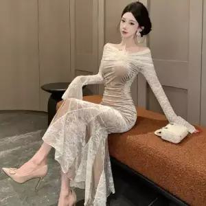 원피스 스커트 여자 봄 럭셔리 이브닝 레이스 머메이드 프렌치 OP1