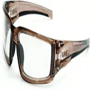 하니웰 하이퍼쇼크 안전 안경의 유벡스 투명 렌즈 및 하이드로쉴드 김서림 방지 코팅이 된 브라운