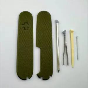 빅토리녹스 저울용 교체 커버와 이쑤시개 핀셋 핀 및 볼펜이 있는 91mm 텍스처 G10 손잡이