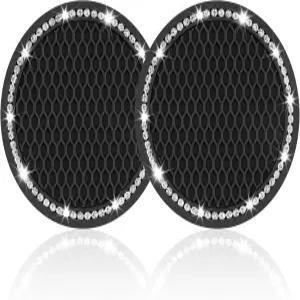 저스트탑 자동차 컵 홀더 코스터 2팩 유니버설 오토 안티 슬립 삽입 블링 크리스탈 라인스톤 인테리어