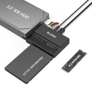 SUIDEK M.2 NVMe 어댑터, USB 10Gbps 하드 드라이브 리더 도구 무료 PCIe NVMe, SATA 및 IDE M2 SSD 인클로저 지원(M Key&M+B Key) 모든 크기의 SSD, 2.5/3.5인치 HDD 3.5인치