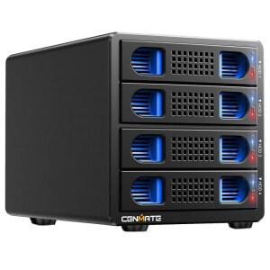 2.5/3.5인치 SATA HDD/SSD용 냉각 팬이 있는 CENMATE 4 베이 하드 드라이브 인클로저(USB A /C 3.0+eSATA 케이블 포함), 3.5 리더는 80TB 용량 지원(RAID /NAS 없음)