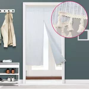 주방 가리개 긴바란스 압축봉 커튼 블루 가림막 예쁜 커텐