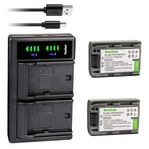 소니 NP-FP30 NP-FP50 NP-FP70 NP-FP90 DCR-DVD105 DCR-DVD202 DCR-DVD203 DCR-DVD205 DCR-DVD305 DCR-DVD403 DCR-DVD405 DCR-DVD505 DCR-DVD92 DCR-SR80 HDR-HC3용 카스타 2Pcs 배터리 및 충전기 교체