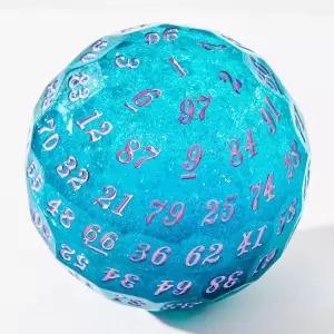 던전 앤 드래곤을 위한 액체 코어 D100 주사위 싱글 100면 50mm DND 게임 ( d100 불 )