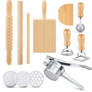 티온시 파스타 롤링 스크레이퍼 반죽 뇨키 라비올리 주방 나무 감자 보드 포함되어 롤러 수제 도구 있습니다 세트에는 커터 리서 만들기 선물용 스탬프가