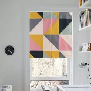 북유럽 스타일 노렌 핑크체크 입구 출 벽가림막 문가 [BDZ64886]