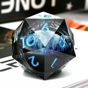 액체 코어 D20 스핀다운 주사위 던전 앤 드래곤을 위한 화려한 선물 상자가 있는 DNDND 대형 33mm 싱글