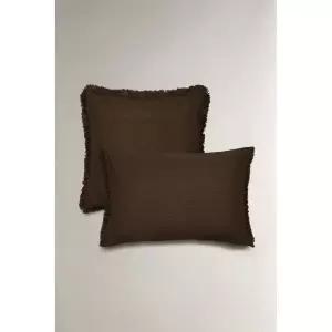 ZARA 자라 프린지 쿠션 커버 - 브라운 750970