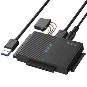 피데코 USB 3.0에서 SATA 또는 IDE 어댑터, 2.5/3.5인치 HDD /SSD 및 HDD를 위한 하드 드라이브 어댑터 케이블 유니버설(12V 전원 포함)