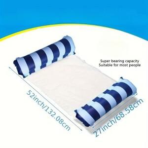 호환 여름용 성인 물놀이 해먹형 리클라이너 - PVC 소재  접이식 스트라이프 무늬 풍선형 수영장 튜브  파