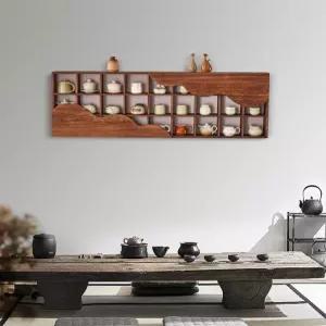 다기장 찻잔 진열장 진열대 벽걸이 장식장 원목그릇장