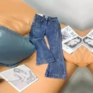 여성 핫피스 슬림핏 밴드 배기핏 스판 하이웨스트 청바지 KS1