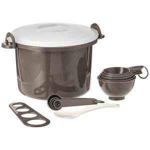 프로그레시브 전자레인지용 세트에는 계량기 포함 준비 찌는 뚜껑 솔루션 파스타 17개 밥과 회색 잠금 12컵 용량 숟가락과 삽입물 밥패들 쿠커의 FREE BPA