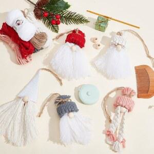 성인 초보자를 위한 ACRNIGHEET 5PCS DIY 크리스마스 마크라메 장식 키트 걸이 장식용 돔 만들기 5가지 스타일 산타클로스 트리 및 설명서 포함