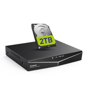 카메라용 DVR, 2TB 하드 드라이브가 장착된 SANNCE 5MP 8CH CCTV 아날로그 및 2CH IP H.264+ 하이브리드 5-in-1 감시 레코더, 원격 액세스, 동작 감지, 7/24 녹화