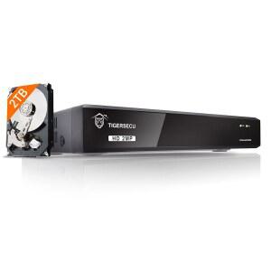 TIGERSECU 슈퍼 HD 1080P 4채널 DVR 레코더, 2TB 하드 드라이브, 2MP 및 5MP TVI, AHD, CVI, 아날로그, RS485 PTZ IP 카메라와 호환되는 하이브리드 6-in-1 CCTV 레코더