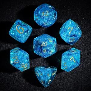 크리탈릭 7PCS DND 주사위 세트 투명 샤프 엣지 D RPG 다면체 다이 던전 앤 드래곤 TTRPG 게임 롤플레잉