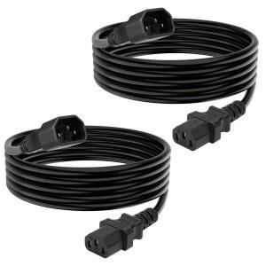 IEC 320 C14 ~ C13 전원 케이블 10피트, 18AWG 10A 250V 헤비 듀티 남성 여성 PDU 연장 코드 - 케틀 리드 스타일, 컴퓨터, 모니터, 서버, UPS, 프린터, PC-2Pack